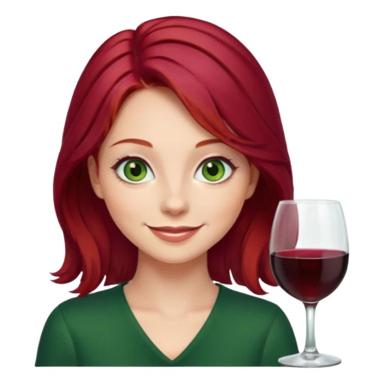 Wine red head girl with green eyes smiling sticker
