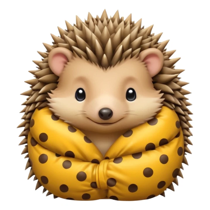 hedgehog in yellow pajama curled up sticker