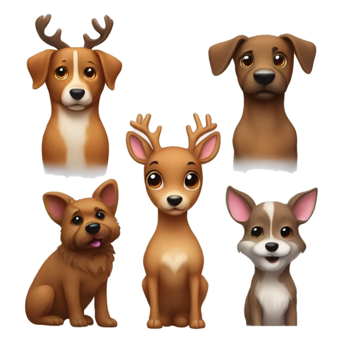 Cute rudi the deer next a cute furry brown dog sticker