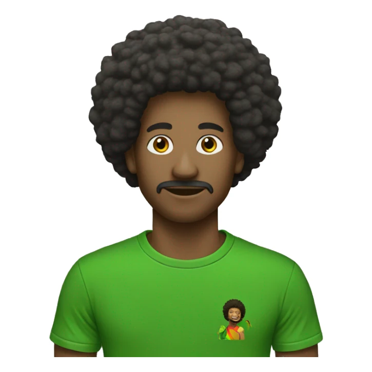Afro men with rasta hair green t-shirt  sticker