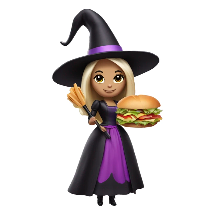 Barbie as a witch holding a sandwich and a scepter sticker
