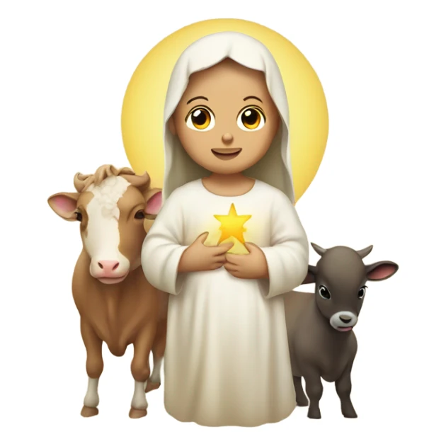 Infant Jesus surrounded by mom, dad and farm animals sticker