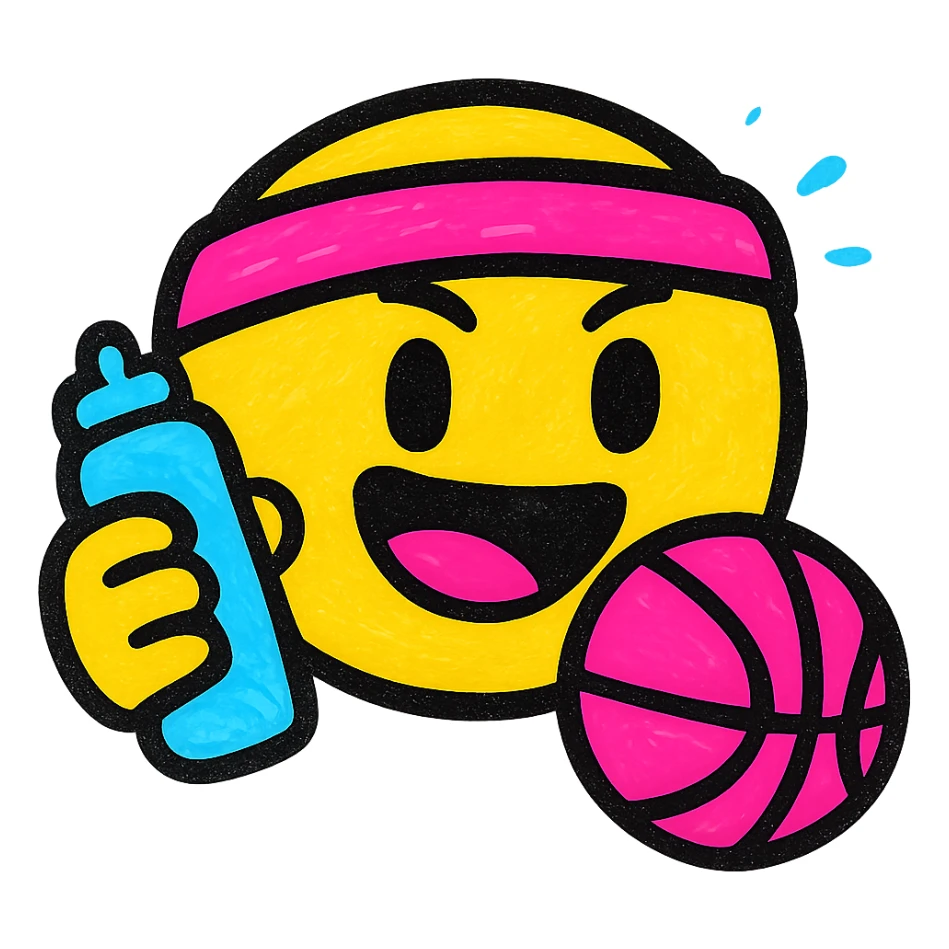 energetic modern emoji representing sports theme, suitable for Discord bot server interface sticker
