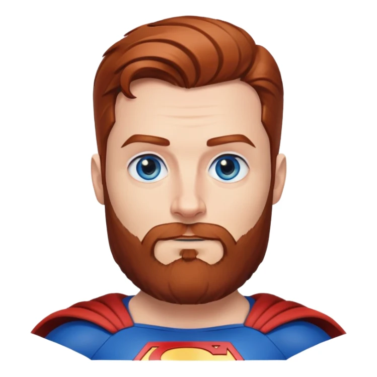 Flying superman with redish brownish hair, blue eyes no capacity full beard sticker