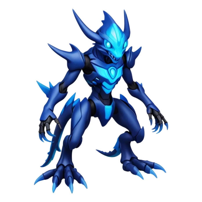 futuristic dark shadowy evil neon-glowing Fakémon-Digimon-hybrid-creature (full body) sticker