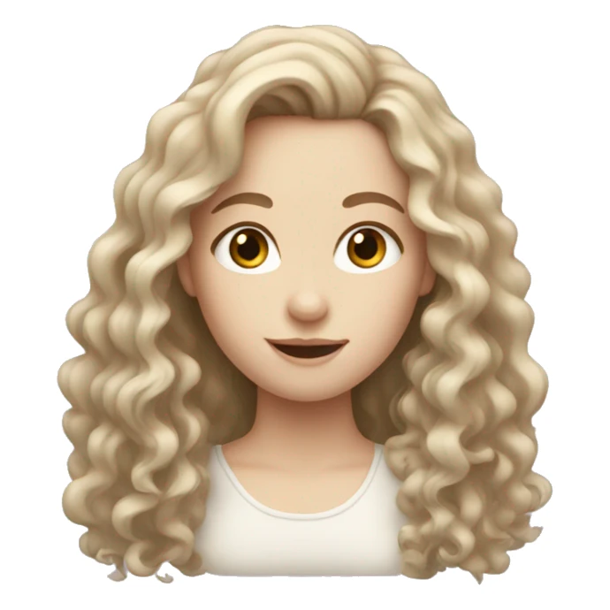 Girl with pale skin and long brown curly hair  sticker