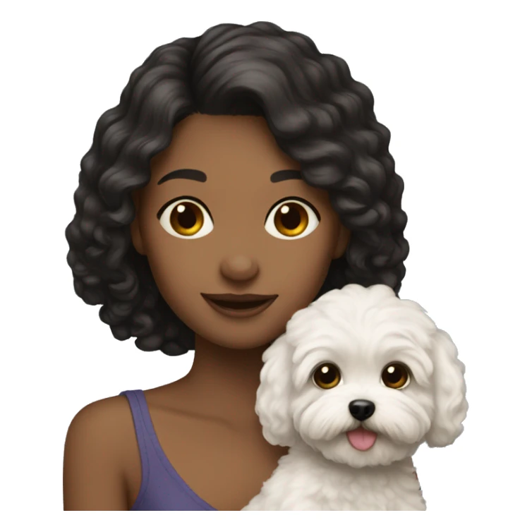girl with dark hair holding maltipoo sticker