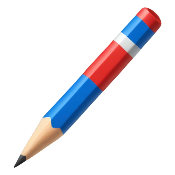 bicolor pencil, red and blue sticker