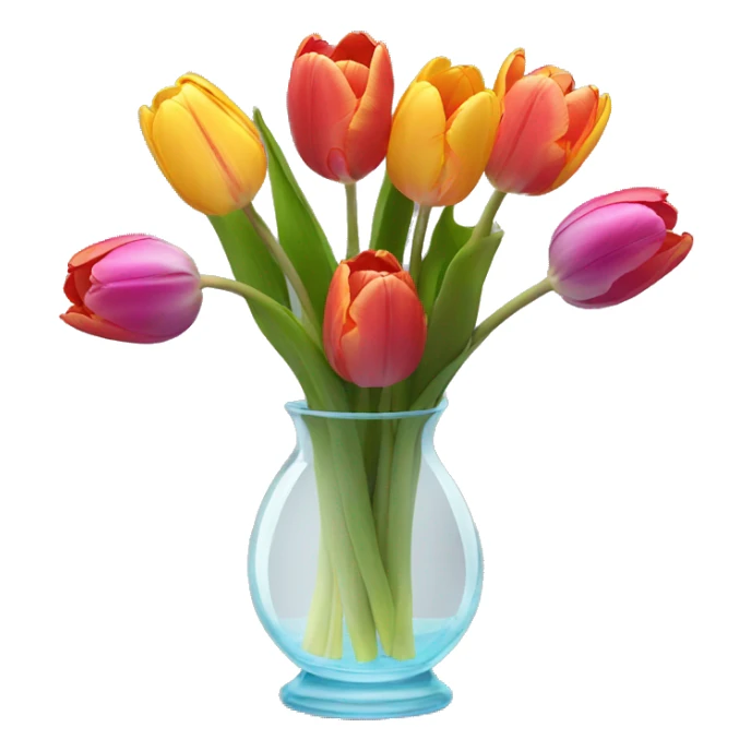 Colorful tulips in a glass vase  sticker