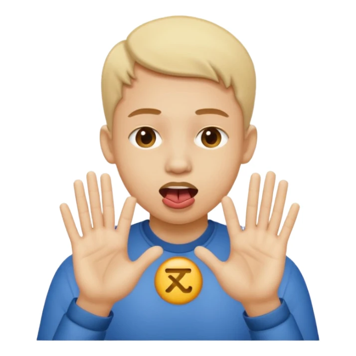 Person making the "fa" symbol with their hands. Their hand is close to their chest. And their head is tilted. While their tongue is sticking out on one side of their mouth. sticker