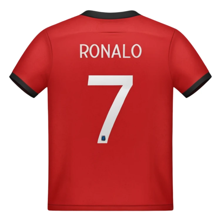 red football shirt with Ronaldo 7 on the back sticker
