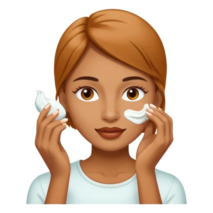 woman putting a white cream on her face sticker