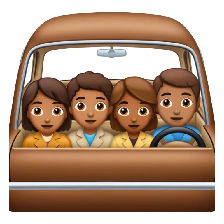 Four brown people  in a car  sticker