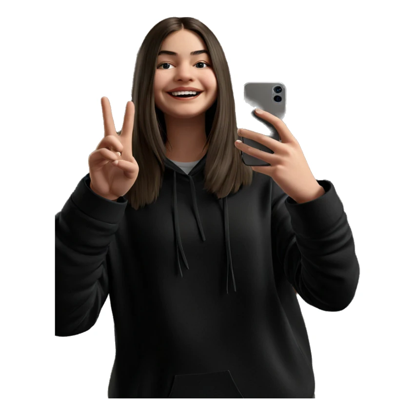 smiling girl taking selfie indoors sticker