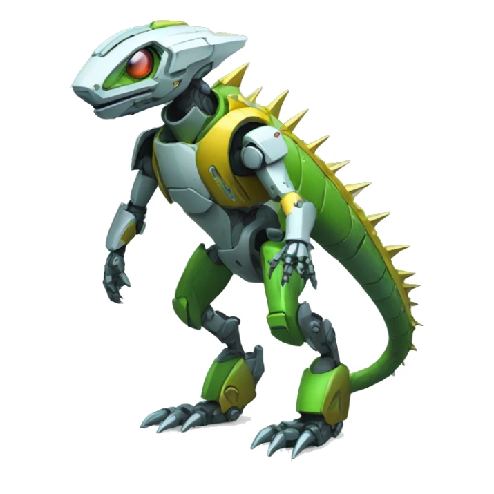 a futuristic mechanical spiky Medabot-lizard full body sticker