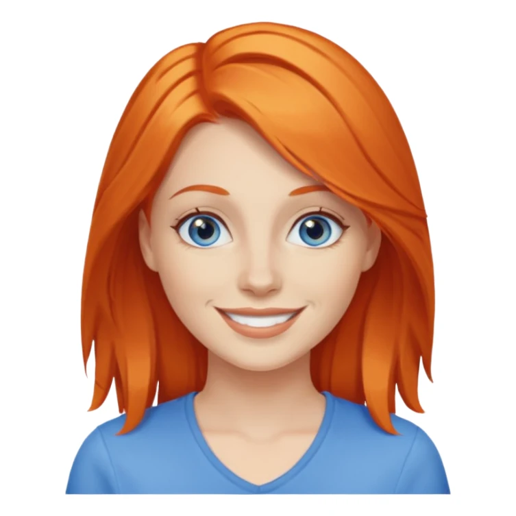 27 year old white woman, orange hair, blue eyes sticker