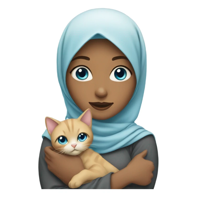 white pretty blue eyes woman with hijab holding a cat sticker