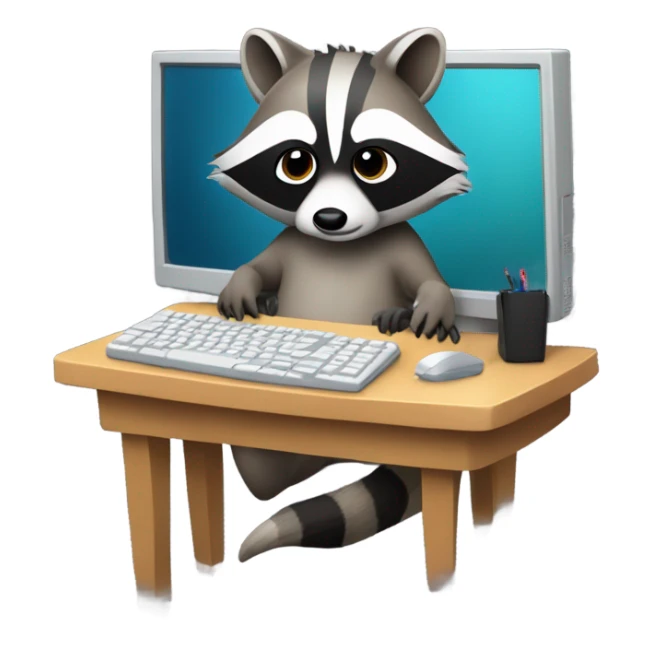 raccoon on computer sticker
