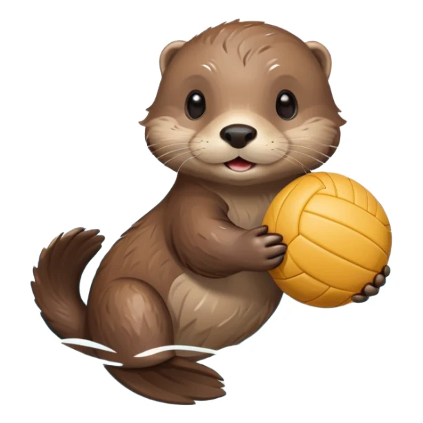 adorable otter floating on water holding a volleyball with both paws above water sticker