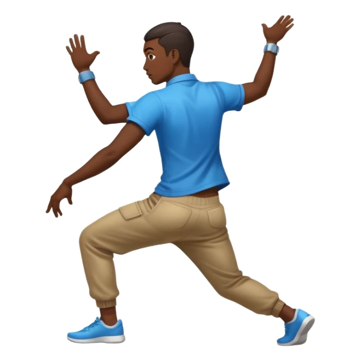 Chinese man twerking from behind angle in motion with motion blur or motion lines  sticker