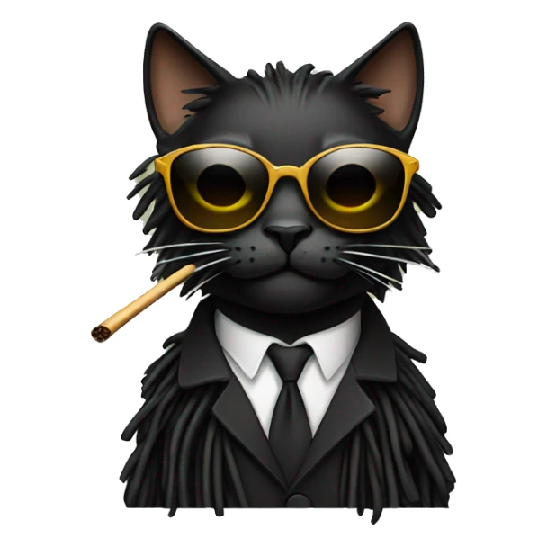 Black cat with dreads smoking and has sunglasses sticker