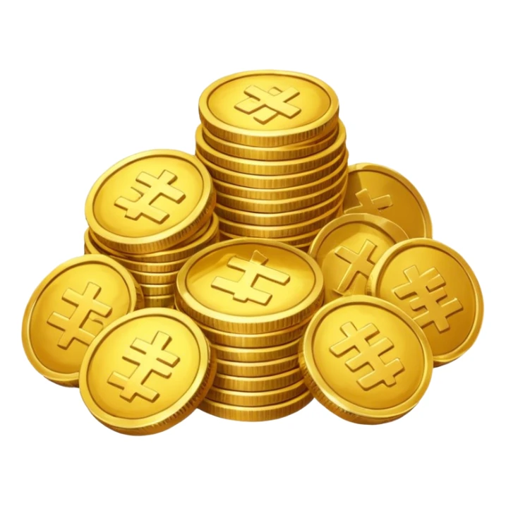 lots of coins, chinese sticker