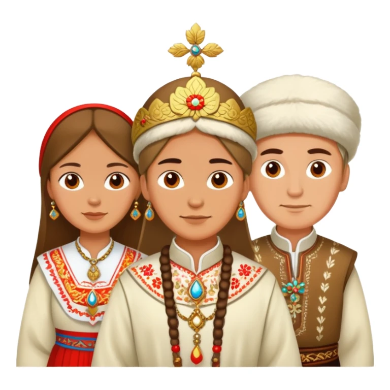 Three Russian people in traditional clothing as a group sticker