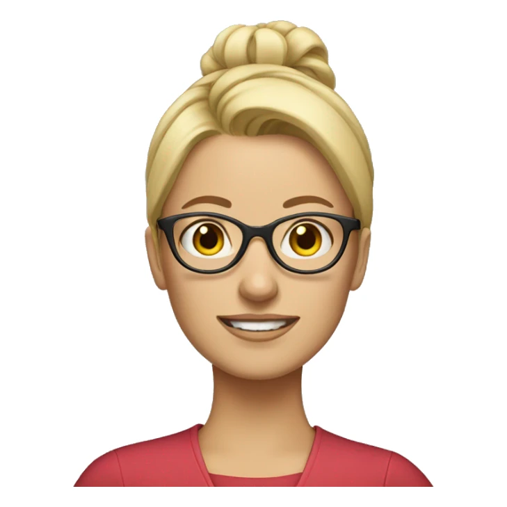 blonde teacher with glasses and a high bun sticker