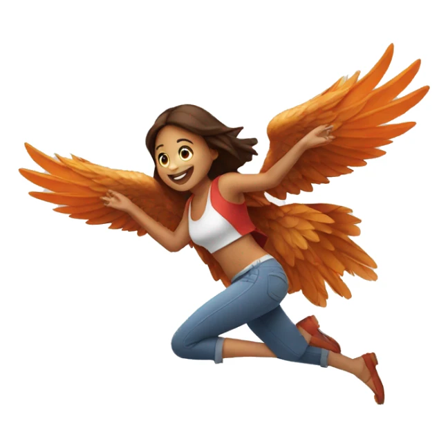 a girl flying with two bbq chicken wings on her back sticker