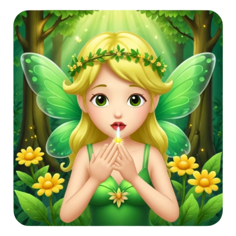 forest fairy blowing glowing kiss pollen sticker
