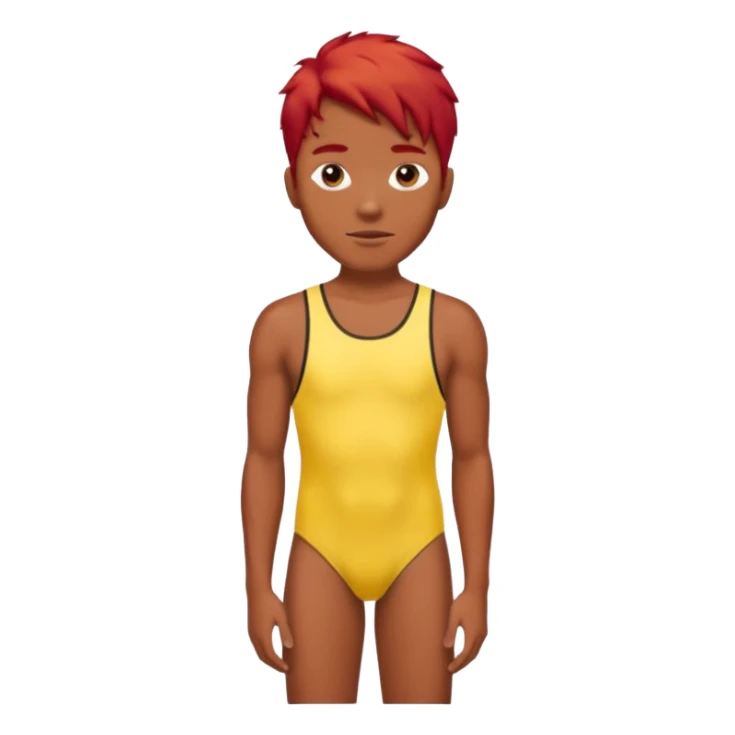 black man in swimsuit  with red hair sticker