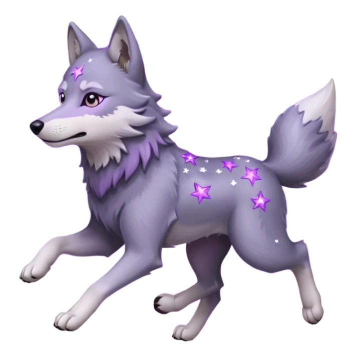 A wolf of winterfell running under lilac stars sticker