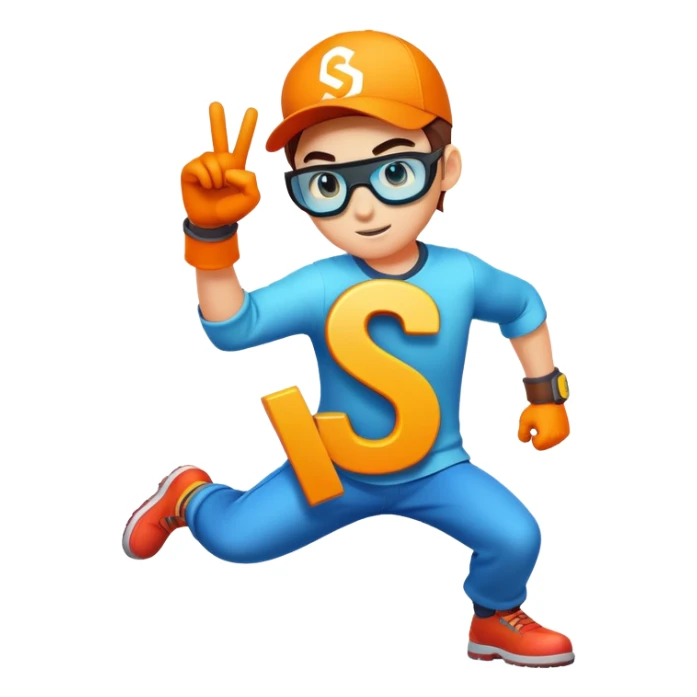 Cool gaming character avatar with letter S sticker