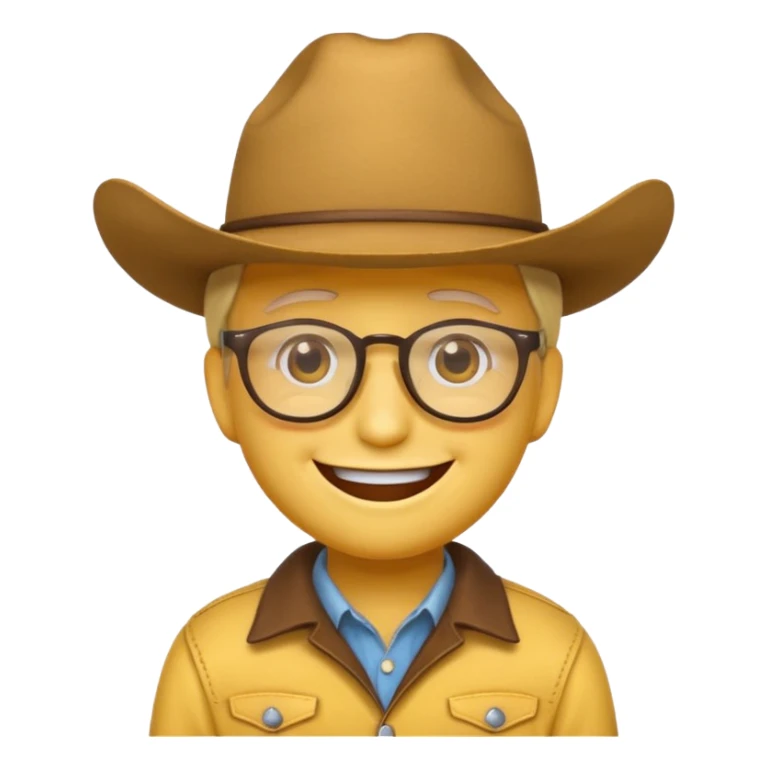 smiley emoji wearing a cowboy hat and glasses sticker
