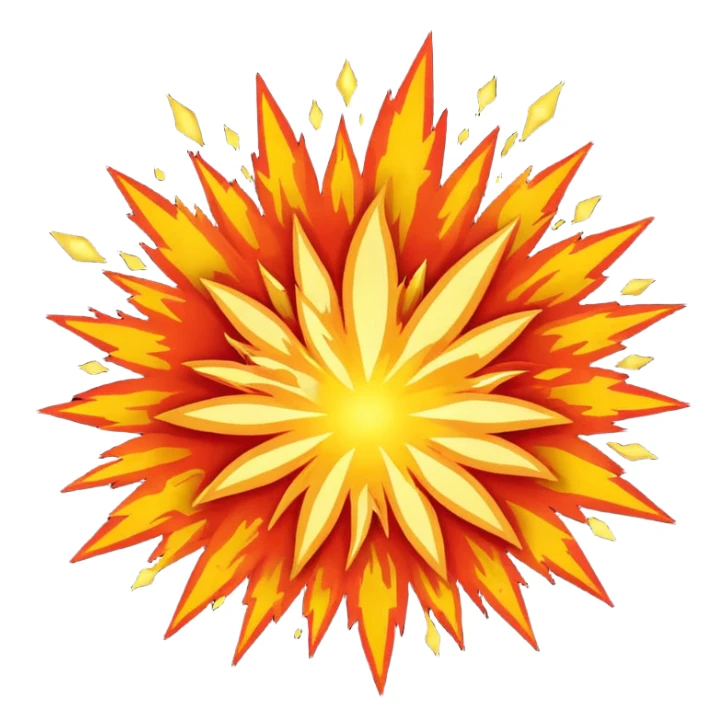 An explosion that will use as the main characters gunfire in a game I'm making. Needs to be red and graphic in nature. The background needs to be blank sticker