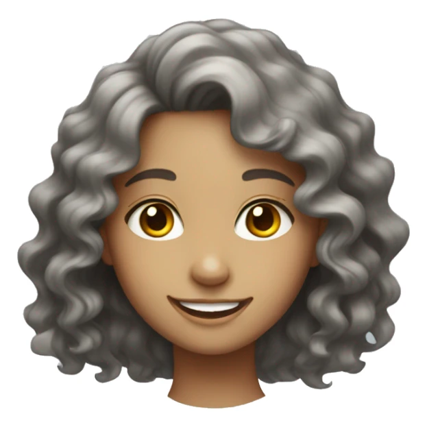 Smiling girl with a wavy hair and grey eyes  sticker