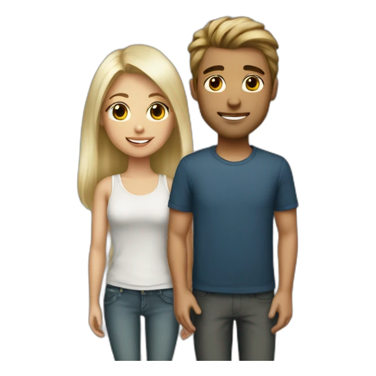 bleached hair girl with brown hair man sticker