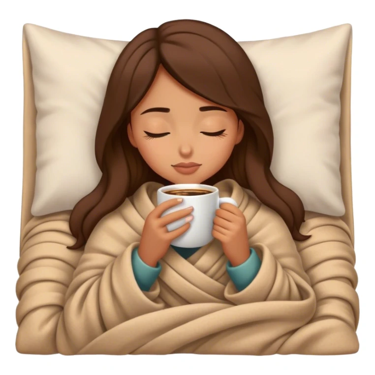girl inside a blanket sipping coffee eyes closed sticker
