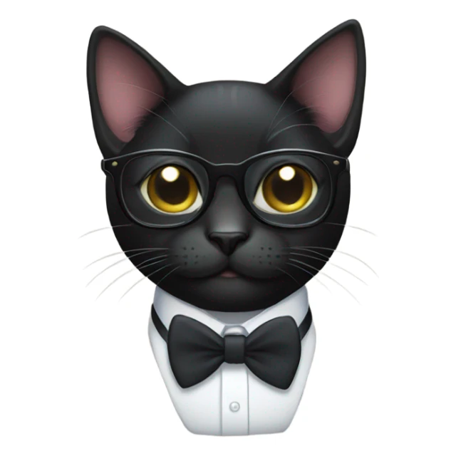 Black cat wearing glasses and bowtie  sticker