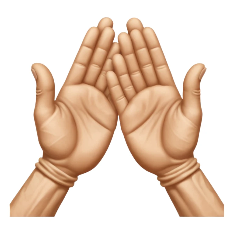 Side view of two human hands clapping together, realistic lighting, high detail sticker