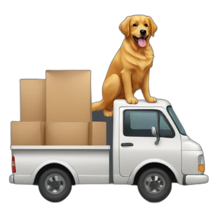 Golden retriever and a rottweiller in a moving truck sticker