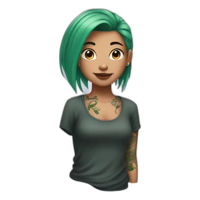 girl with tattoos and green hair sticker