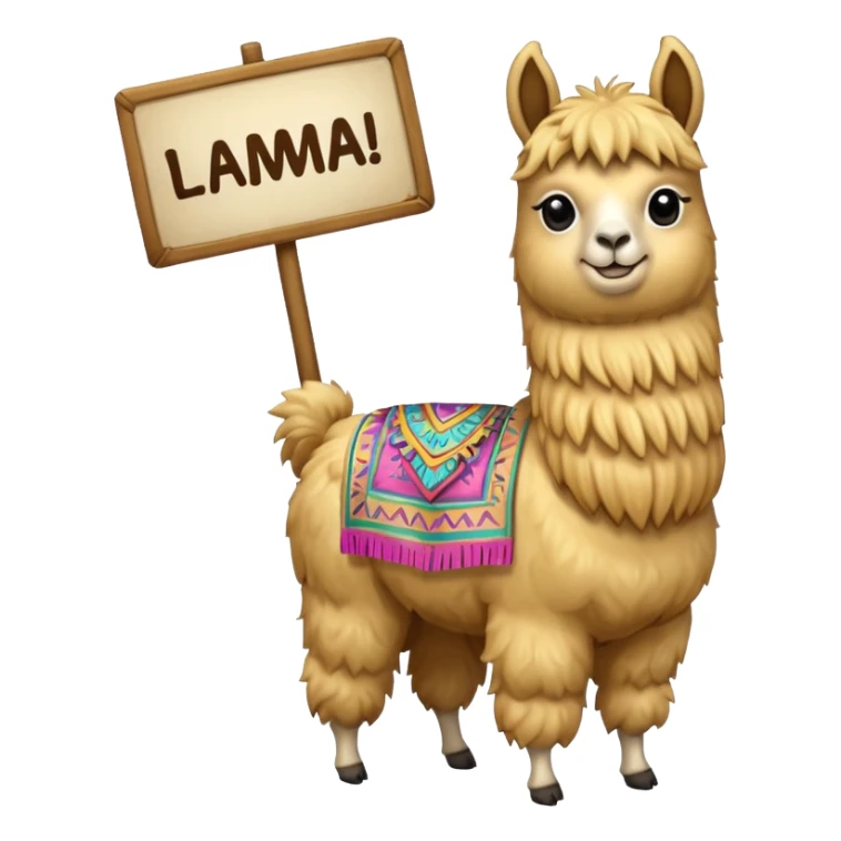 I need a golden llama holding a sign that says llama sticker