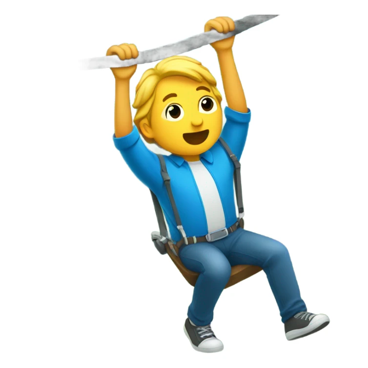 Guy hanging from zip line wearing blue shirt  sticker