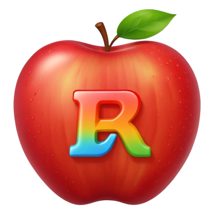 apple with colorful vitamin letters A B C around sticker