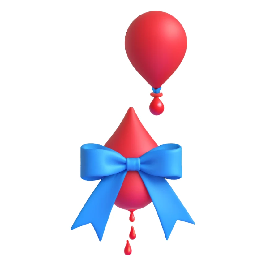 A clean and modern take on the universally recognized blue ribbon for diabetes awareness, incorporating a red blood drop  sticker
