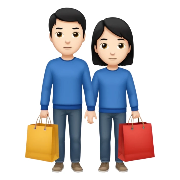 a white man black hair with clothing shopping bag sticker