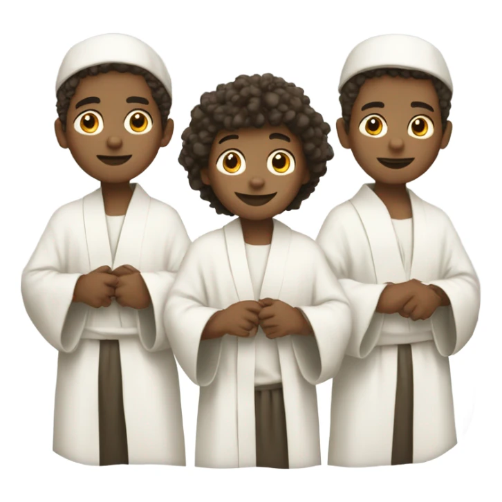Three boys indoors in white robes sticker