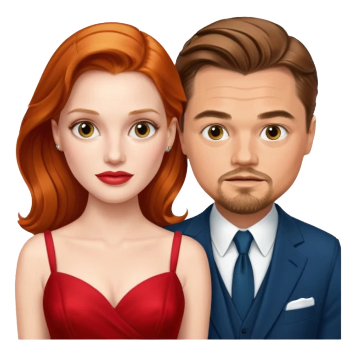 leonardo di caprio and Jessica Chastain in a red dress sticker