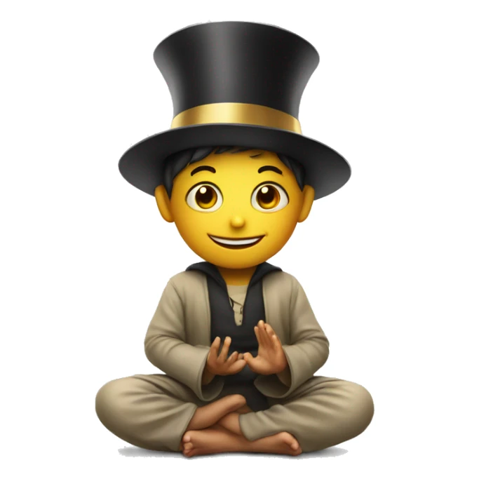A happy kid meditating with a magician hat sticker